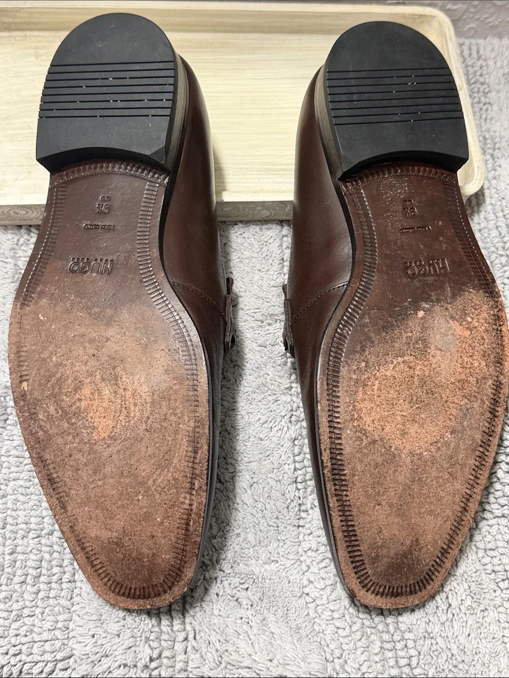 Hugo Brown Leather Slip-On Loafers for Men